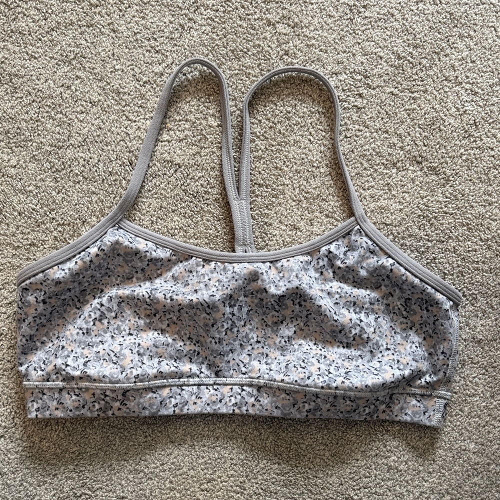 Lululemon Light Gray Floral Sports Bra size 12